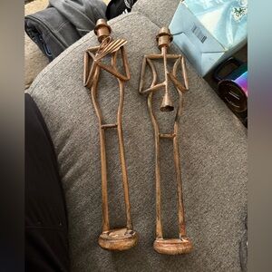 Pair of Metal abstract art statues